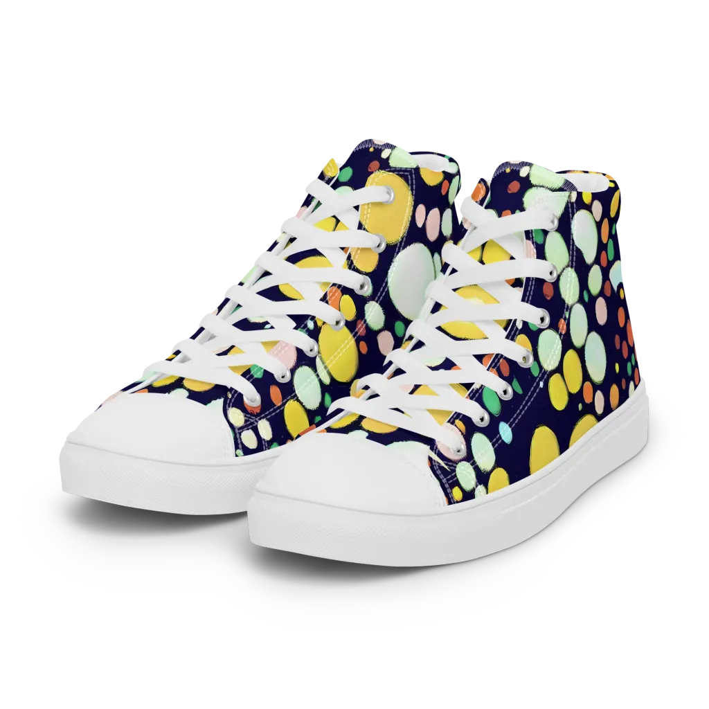 Cosmic Bubble Pop on Women's High Top Canvas Shoes — Left Front