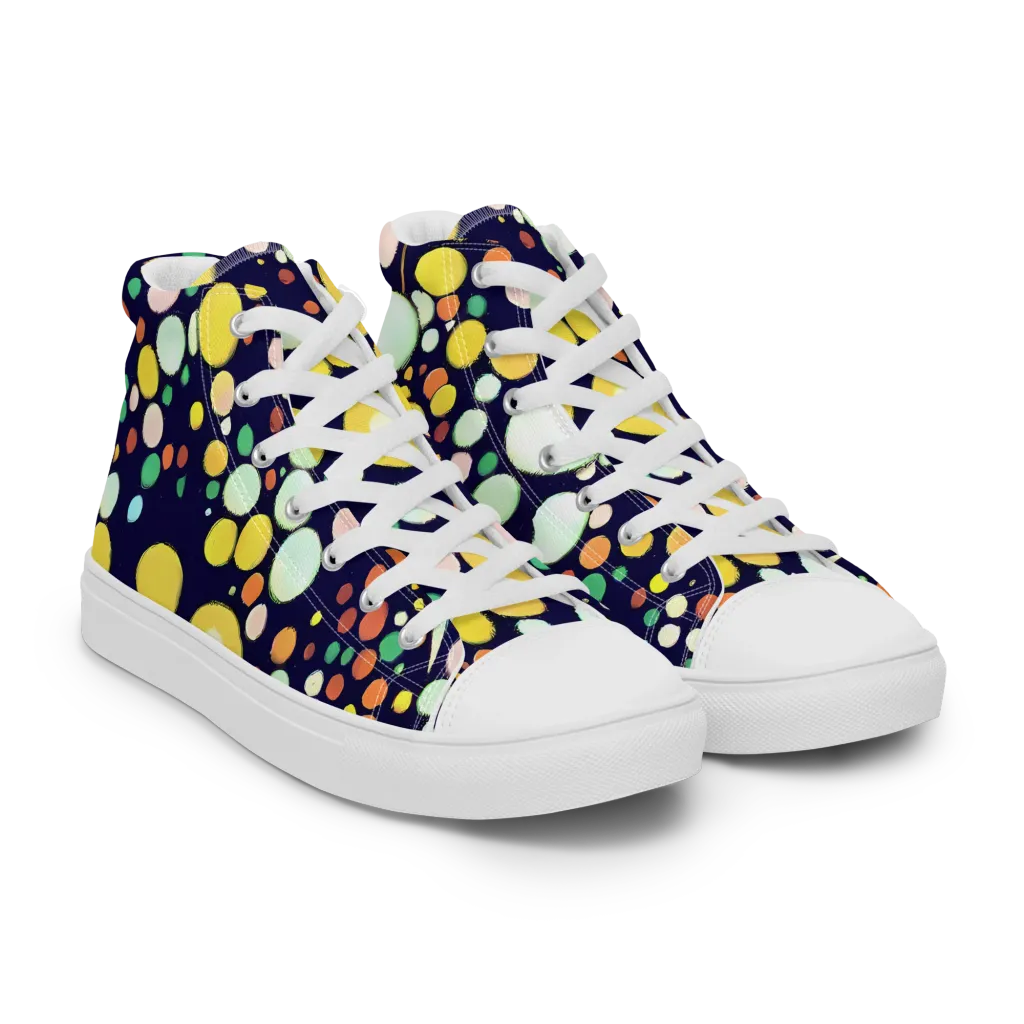 Cosmic Bubble Pop on Women's High Top Canvas Shoes — Right Front