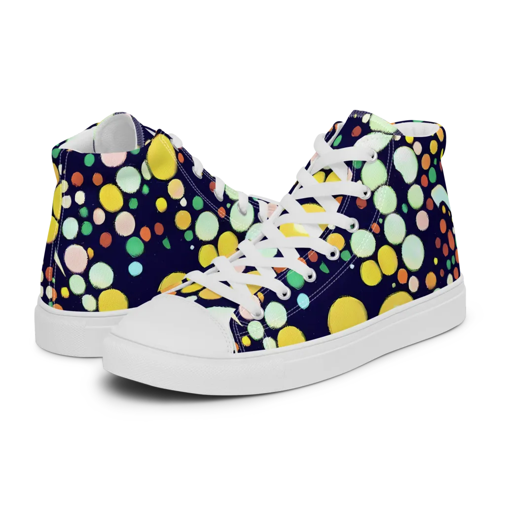 Cosmic Bubble Pop on Women's High Top Canvas Shoes — Left