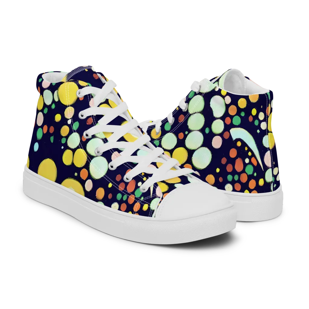Cosmic Bubble Pop on Women's High Top Canvas Shoes — Right