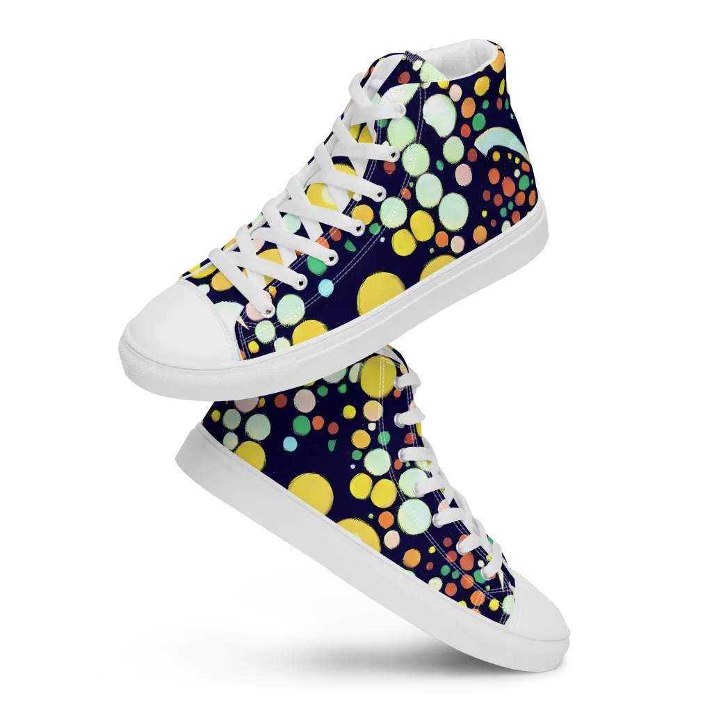 Cosmic Bubble Pop on Women's High Top Canvas Shoes — Front