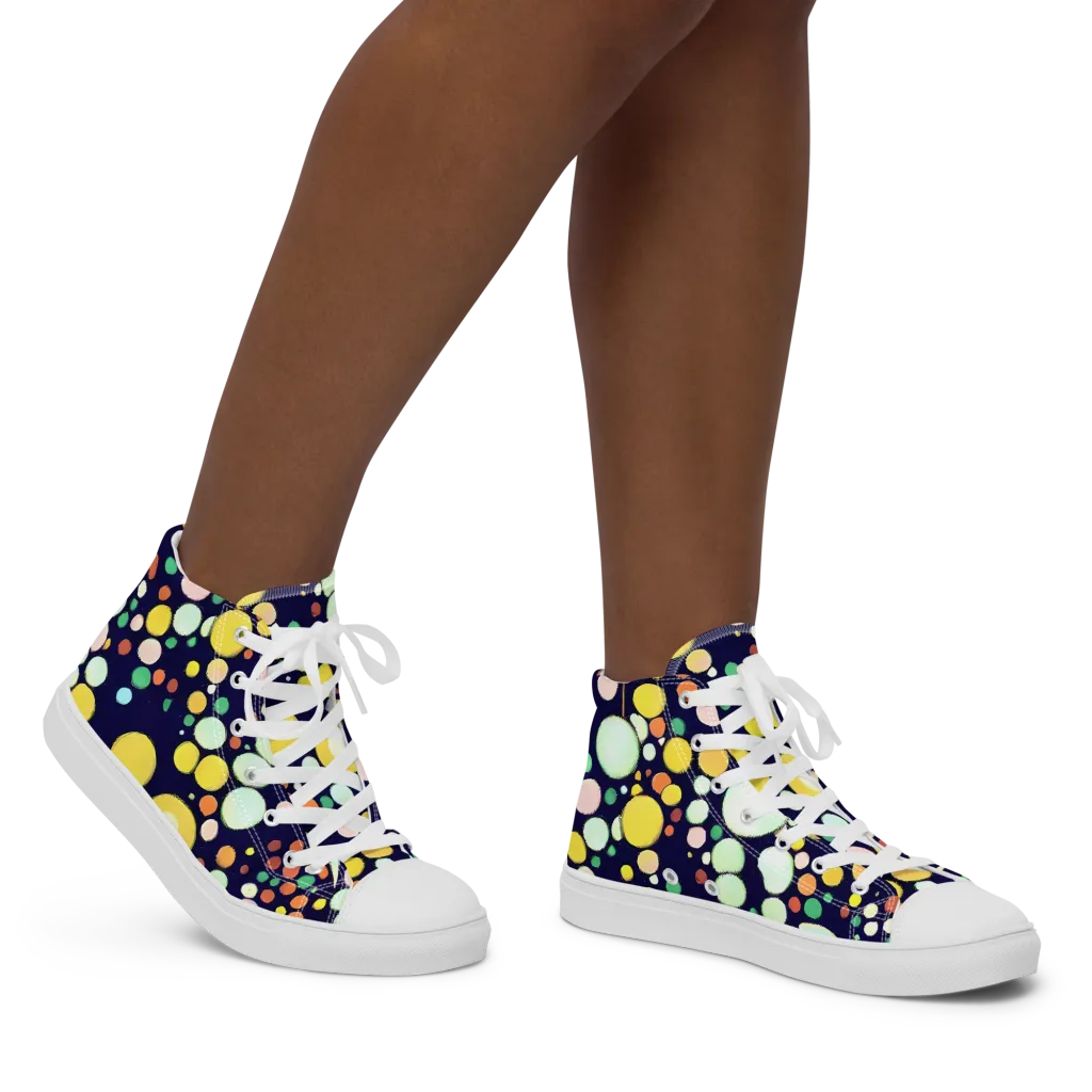 Cosmic Bubble Pop on Women's High Top Canvas Shoes — Right
