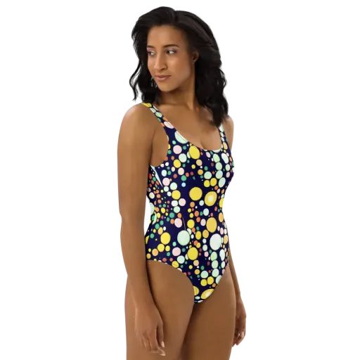 Cosmic Bubble Pop on a One-Piece Swimsuit