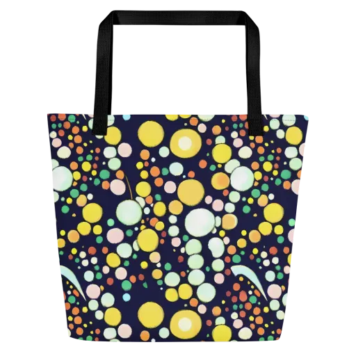 Cosmic Bubble Pop on a Large Tote Bag W/ Pocket