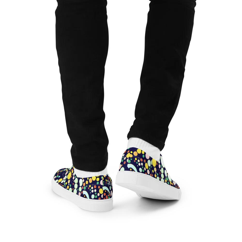 Cosmic Bubble Pop on Men's Lace-Up Canvas Shoes — Back