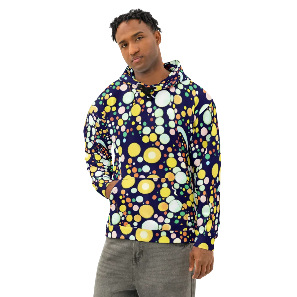 Cosmic Bubble Pop on Cotton Hoodie — Left Front