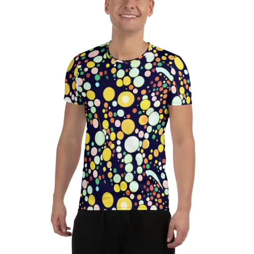 Cosmic Bubble Pop on a Men's Athletic T-Shirt