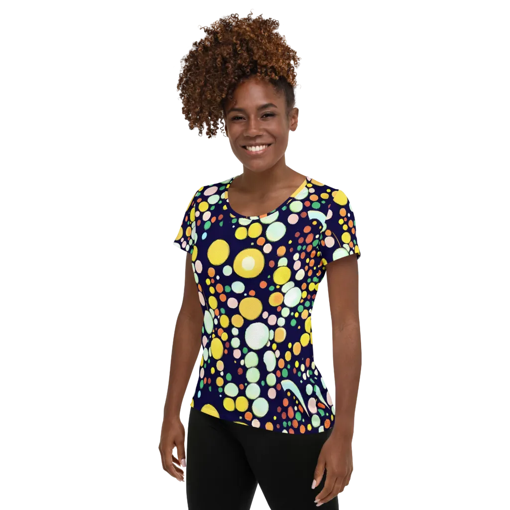 Cosmic Bubble Pop on Women's Athletic T-Shirt — Left