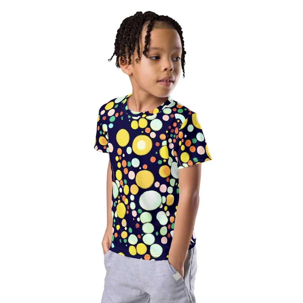 Cosmic Bubble Pop on Kids Crew Neck T-Shirt — Left Front