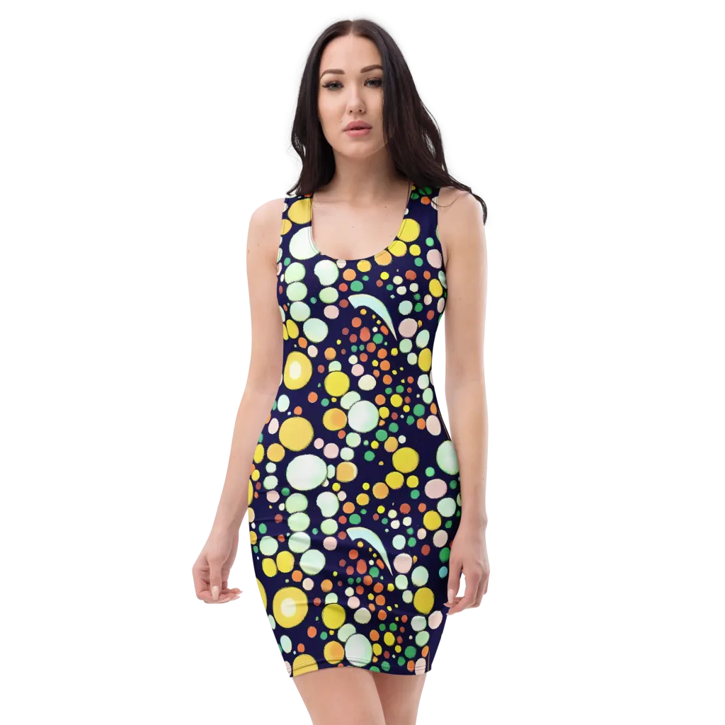 Cosmic Bubble Pop on Bodycon Dress — Front
