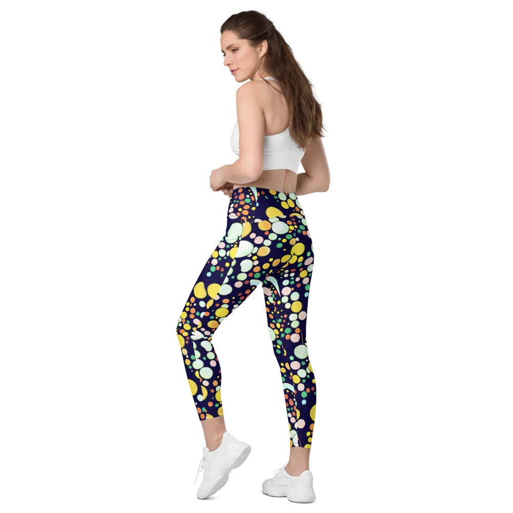 Cosmic Bubble Pop on Leggings with Pockets — Left Back
