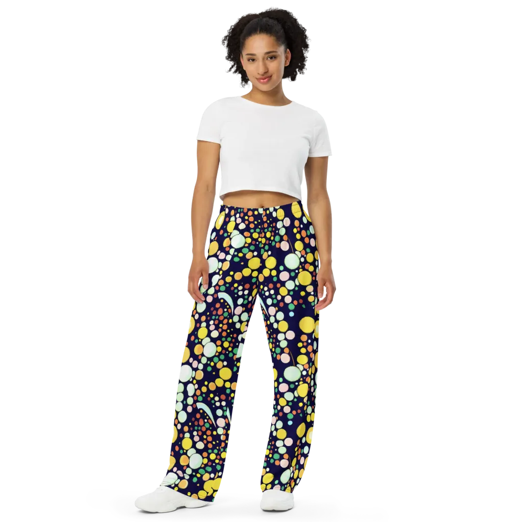 Cosmic Bubble Pop on Wide-Leg Pants — Front