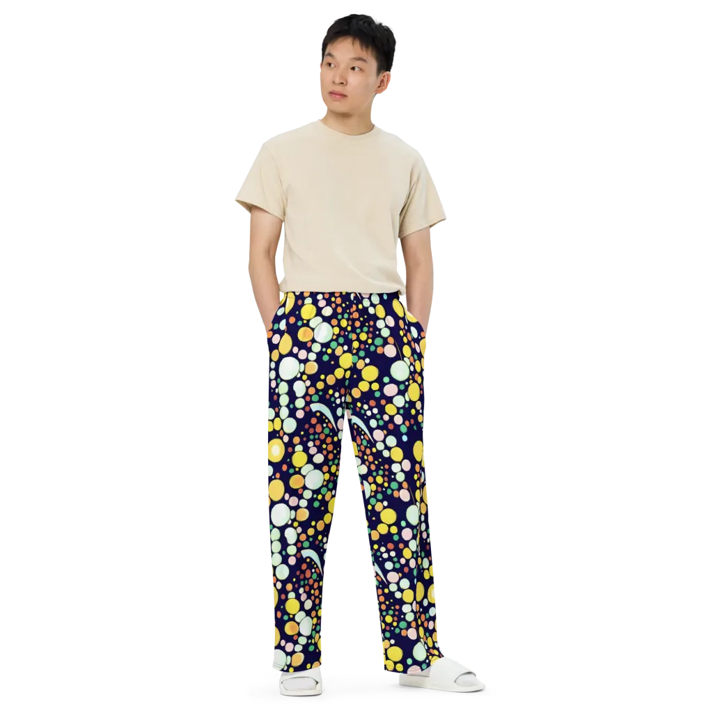 Cosmic Bubble Pop on Wide-Leg Pants — Front