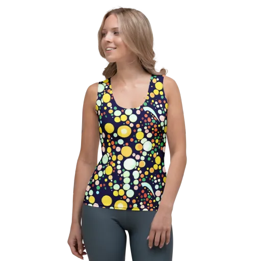 Cosmic Bubble Pop on a Women's Tank Top