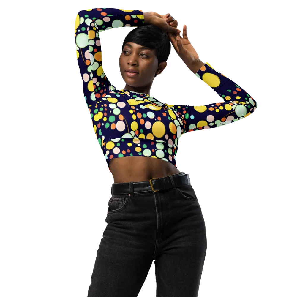 Cosmic Bubble Pop on Long Sleeve Crop Top — Front