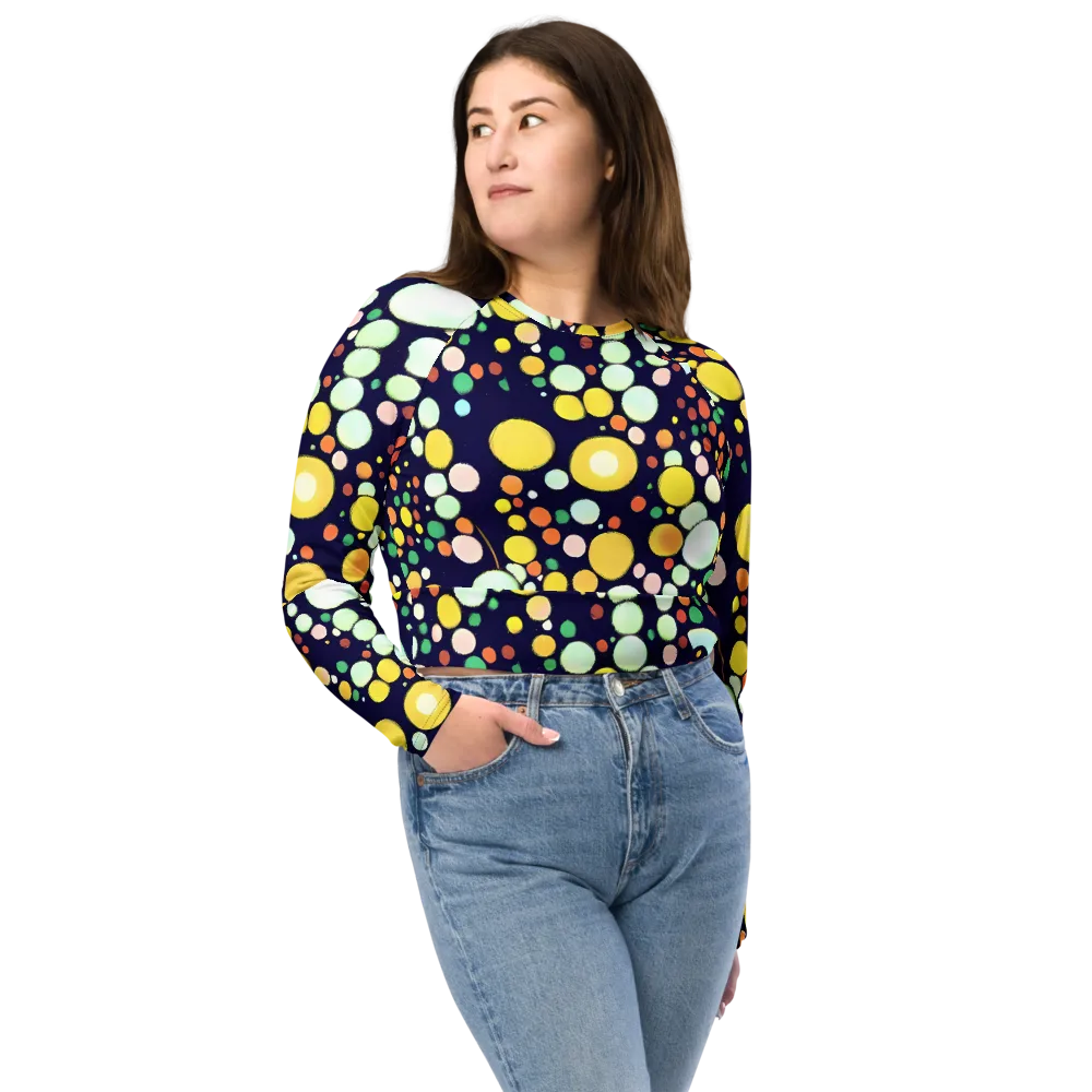 Cosmic Bubble Pop on Long Sleeve Crop Top — Front