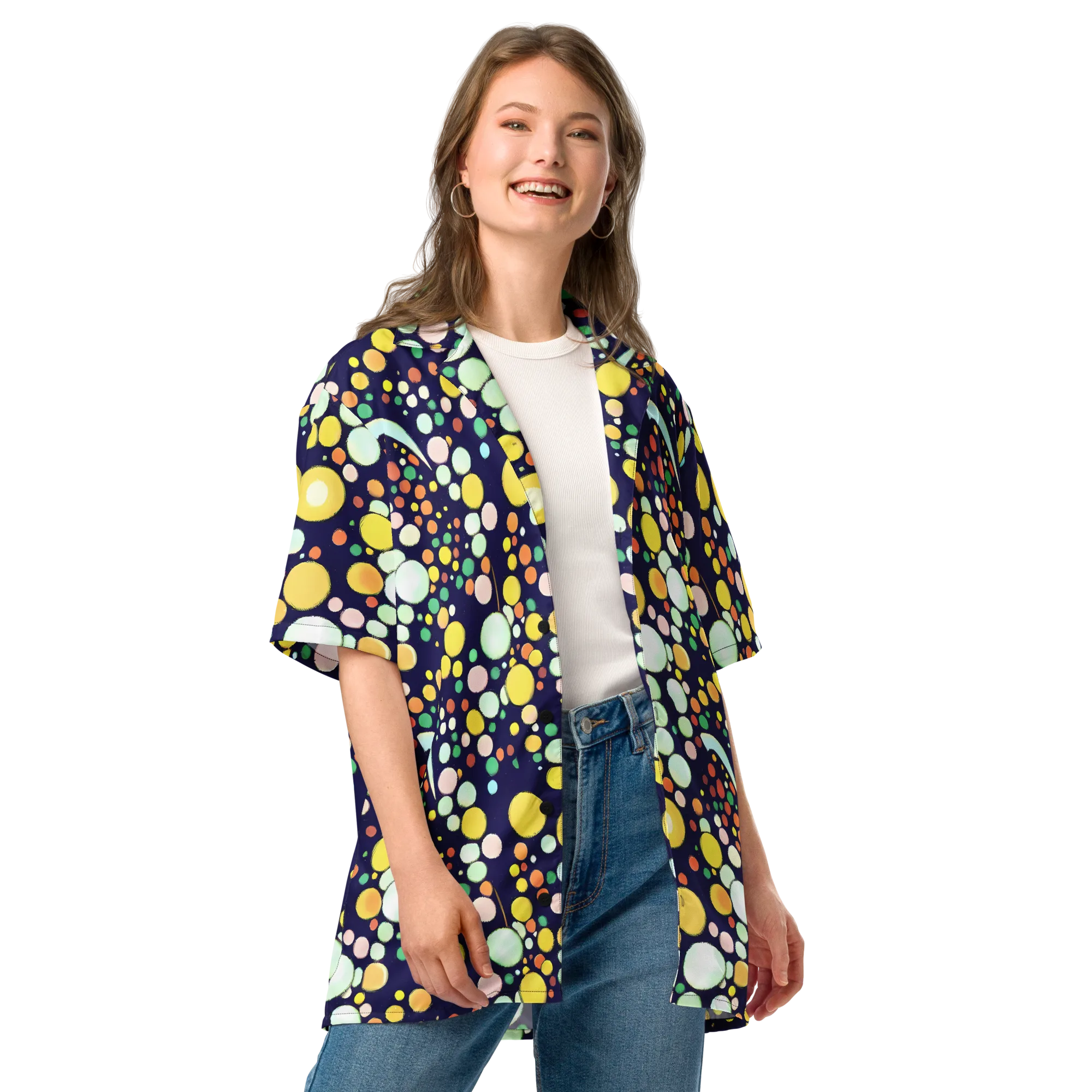 Cosmic Bubble Pop on Button Shirt — Front