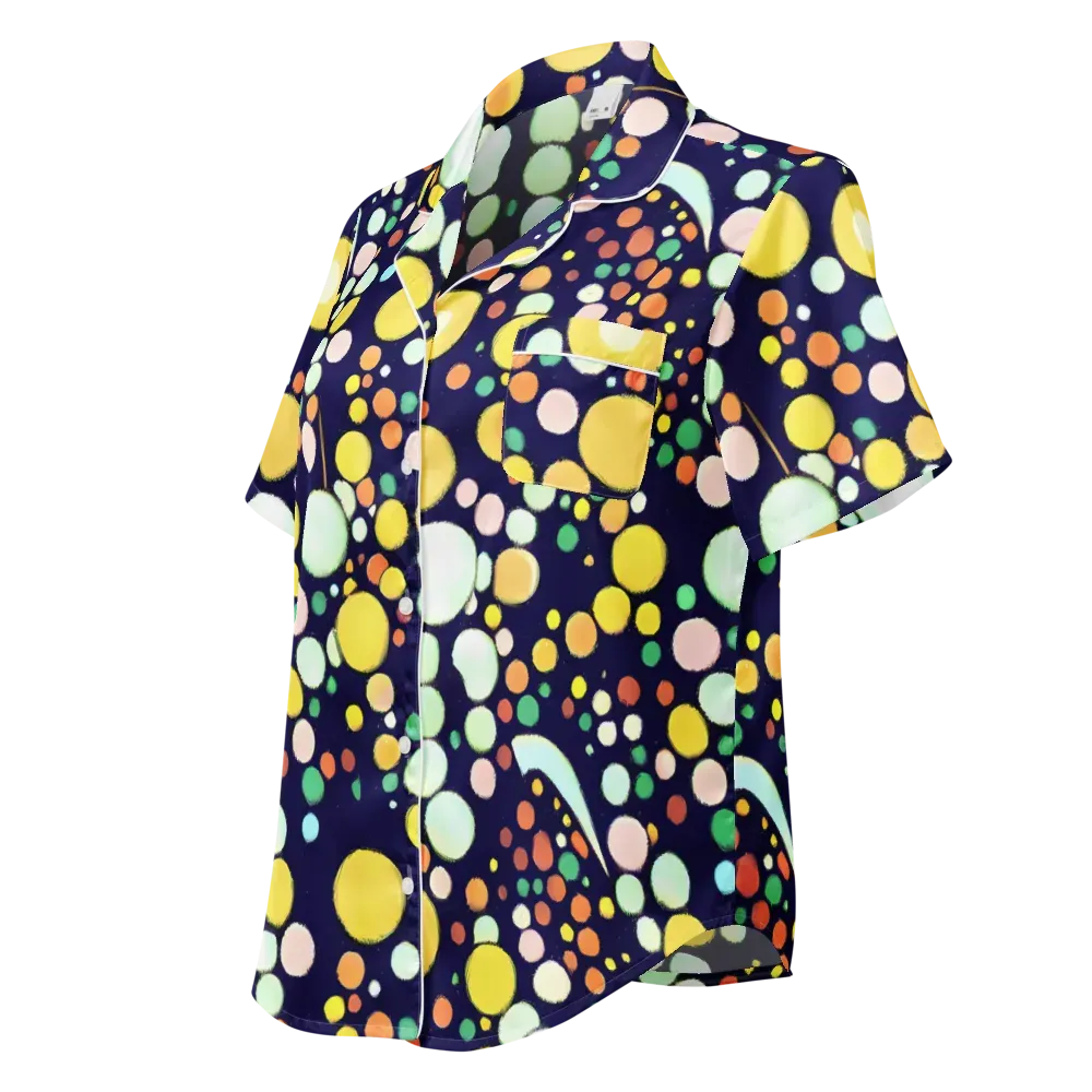 Cosmic Bubble Pop on Women's Short Sleeve Pajama Top — Left Front