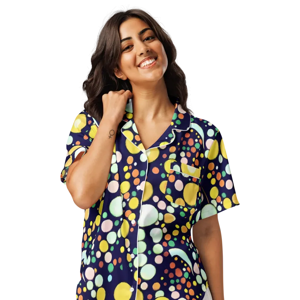 Cosmic Bubble Pop on Women's Short Sleeve Pajama Top — Front