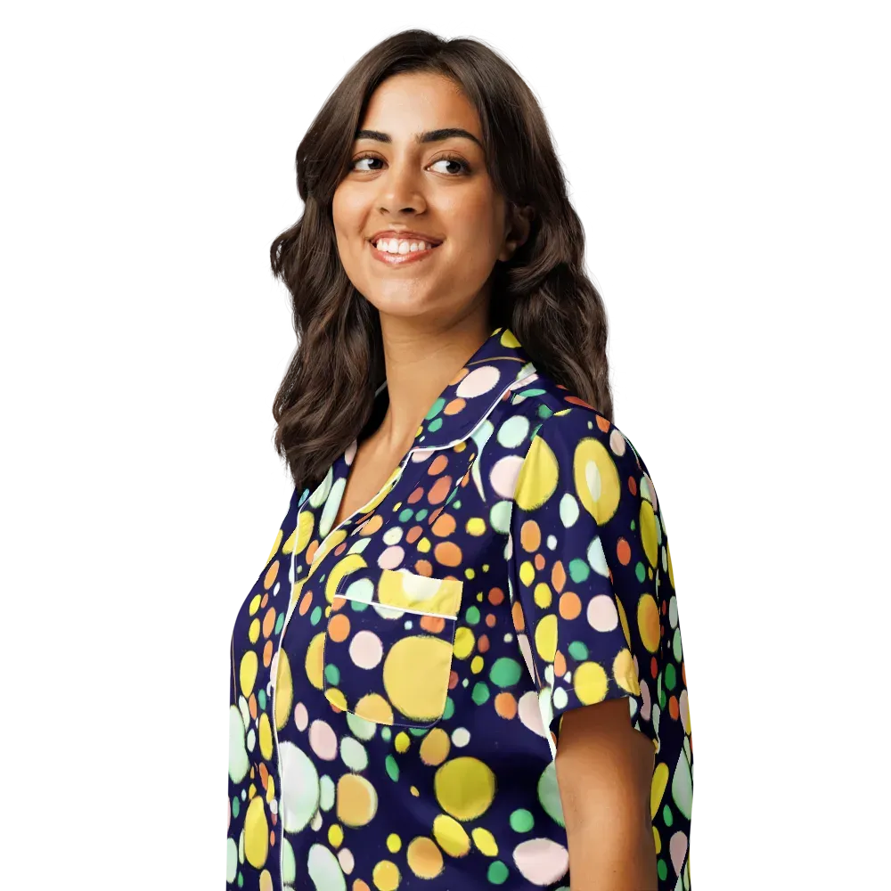 Cosmic Bubble Pop on Women's Short Sleeve Pajama Top — Left Front