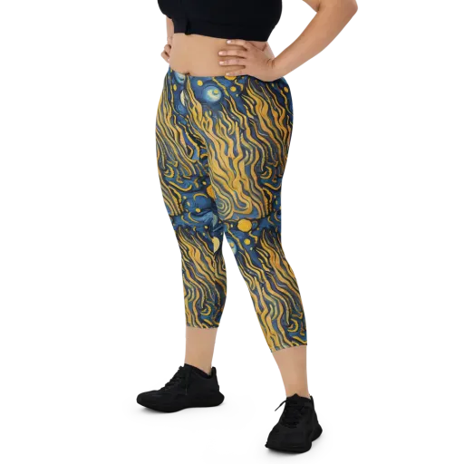Gilded Tidal Bloom on a Capri Leggings