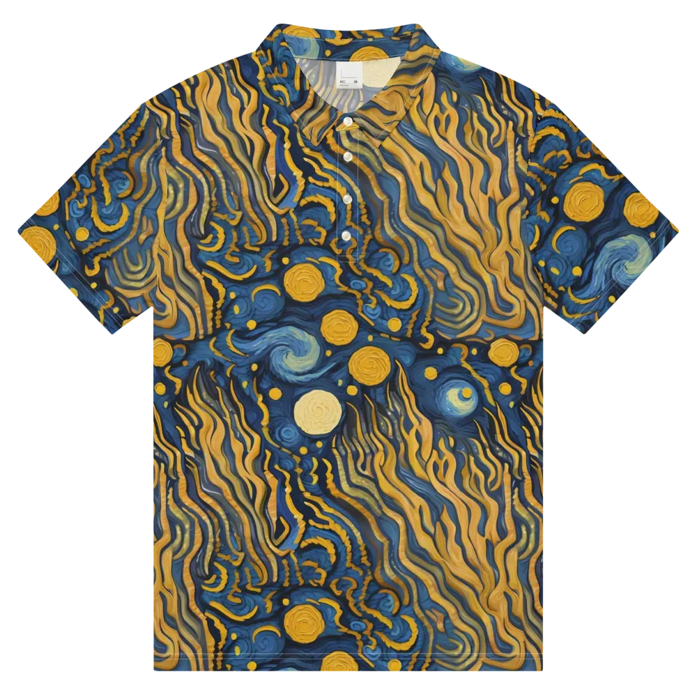 Gilded Tidal Bloom on Men's Slim Fit Polo Shirt — Front