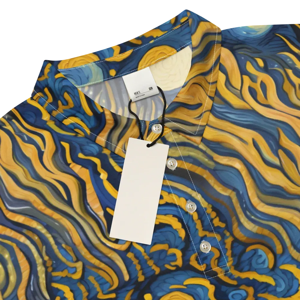 Gilded Tidal Bloom on Men's Slim Fit Polo Shirt — Product details
