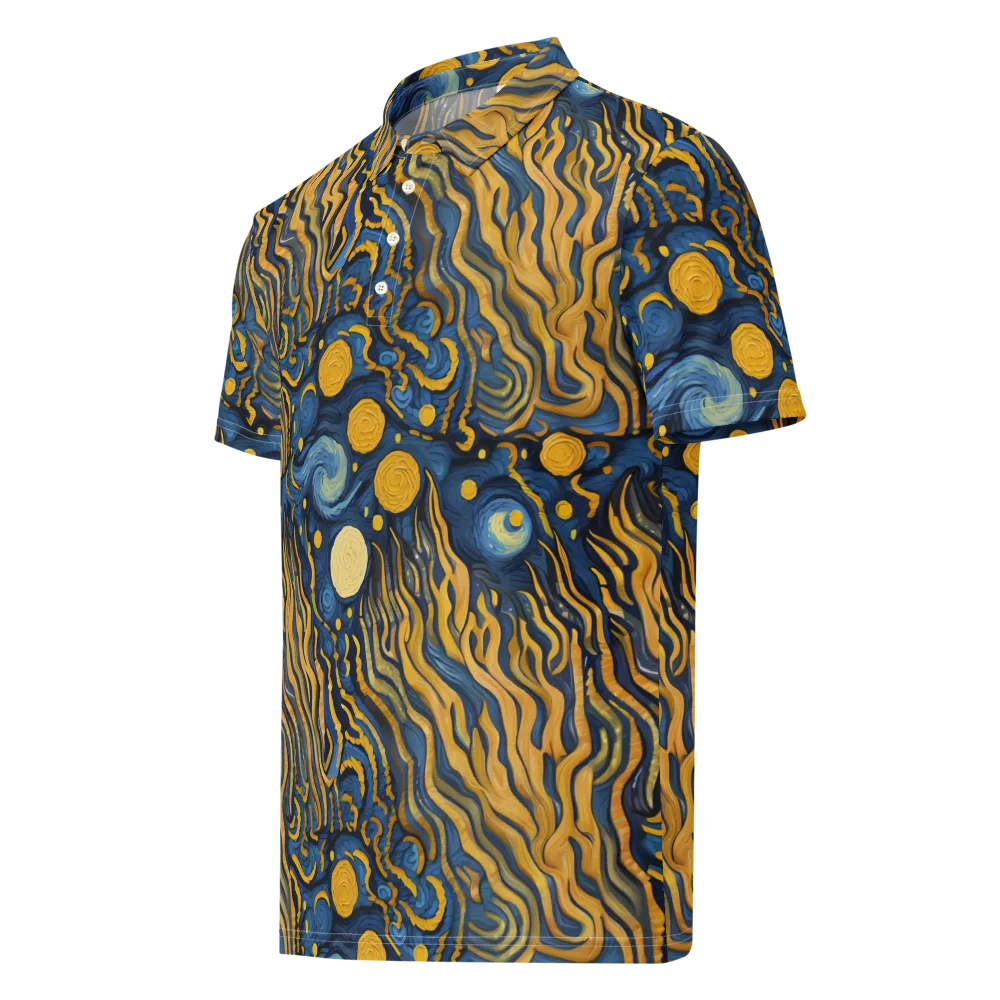 Gilded Tidal Bloom on Men's Slim Fit Polo Shirt — Left Front