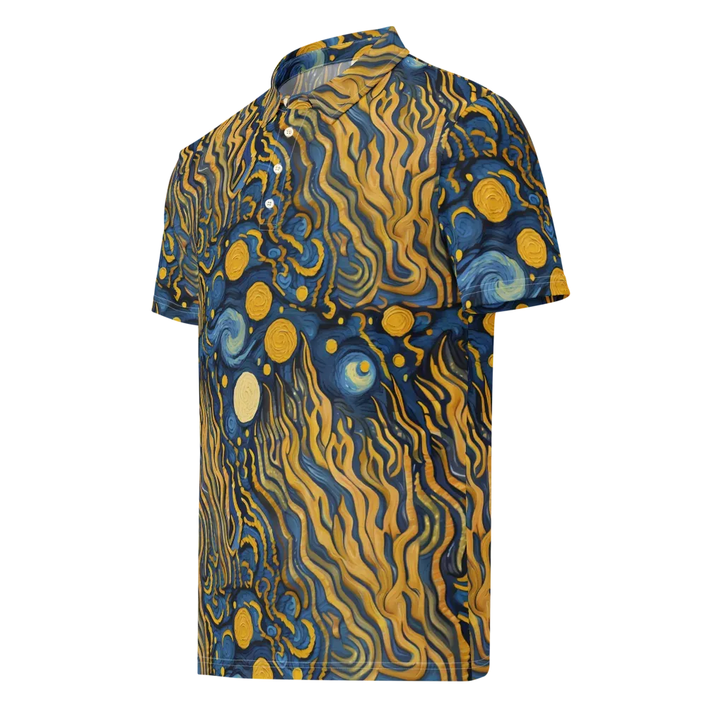 Gilded Tidal Bloom on Men's Slim Fit Polo Shirt — Left Front