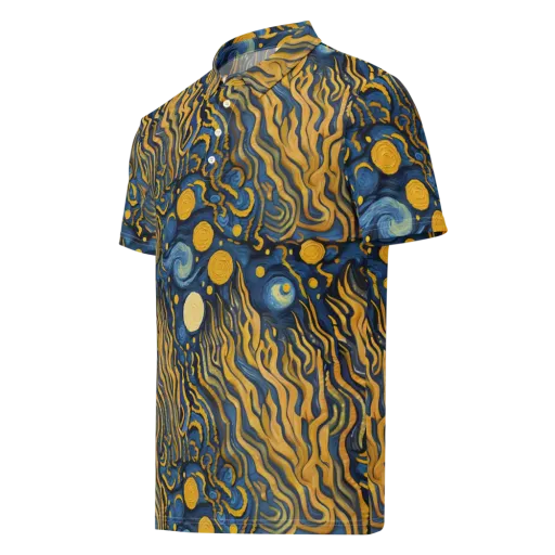 Gilded Tidal Bloom on a Men's Slim Fit Polo Shirt