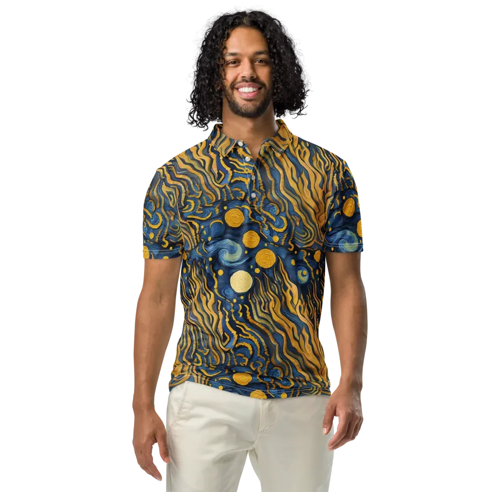 Gilded Tidal Bloom on Men's Slim Fit Polo Shirt — Front
