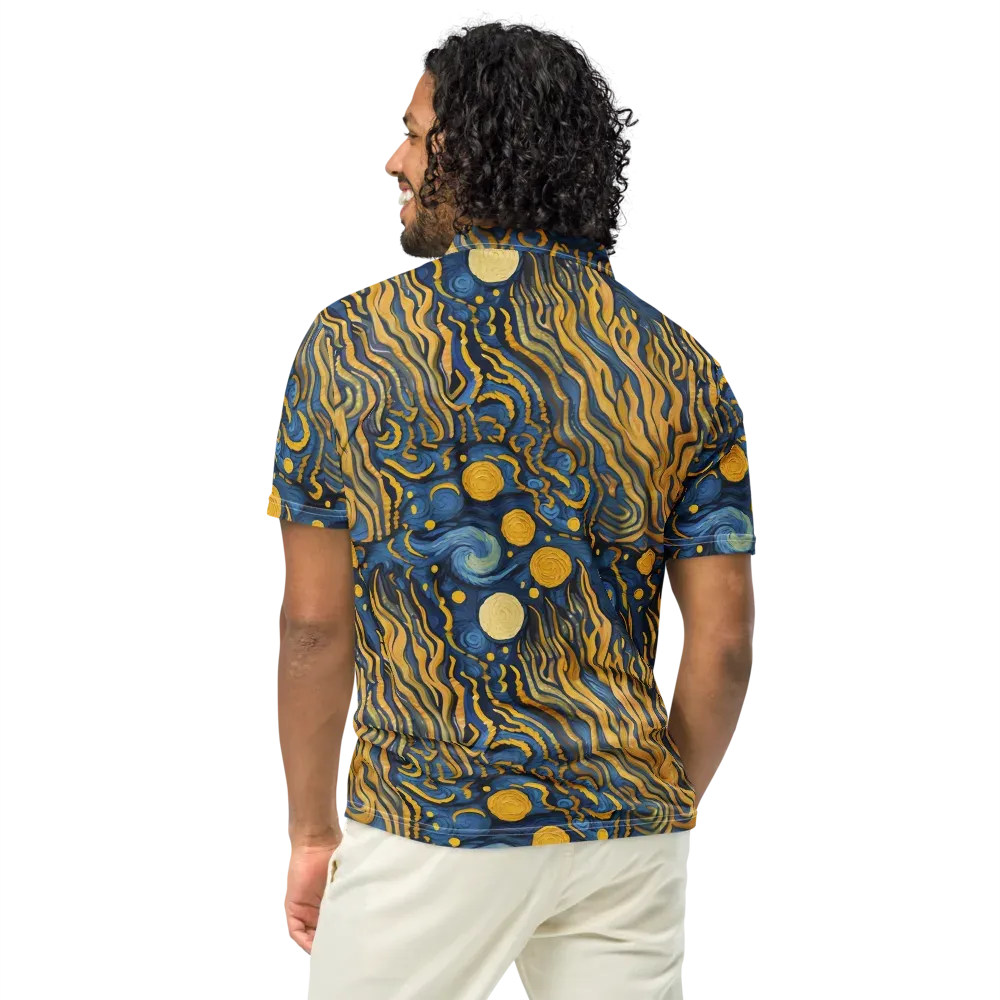 Gilded Tidal Bloom on Men's Slim Fit Polo Shirt — Back