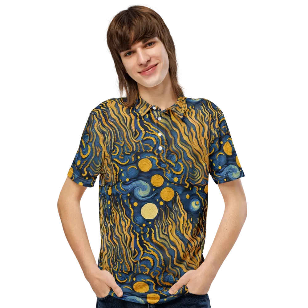 Gilded Tidal Bloom on Men's Slim Fit Polo Shirt — Front