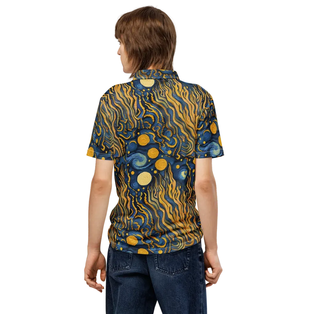Gilded Tidal Bloom on Men's Slim Fit Polo Shirt — Back