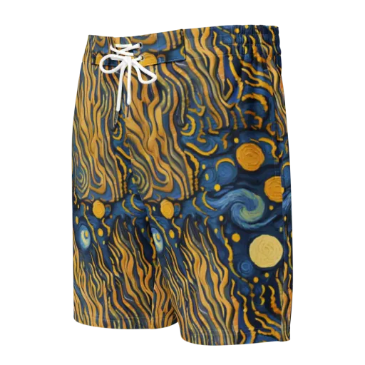Gilded Tidal Bloom on a Men's Board Shorts