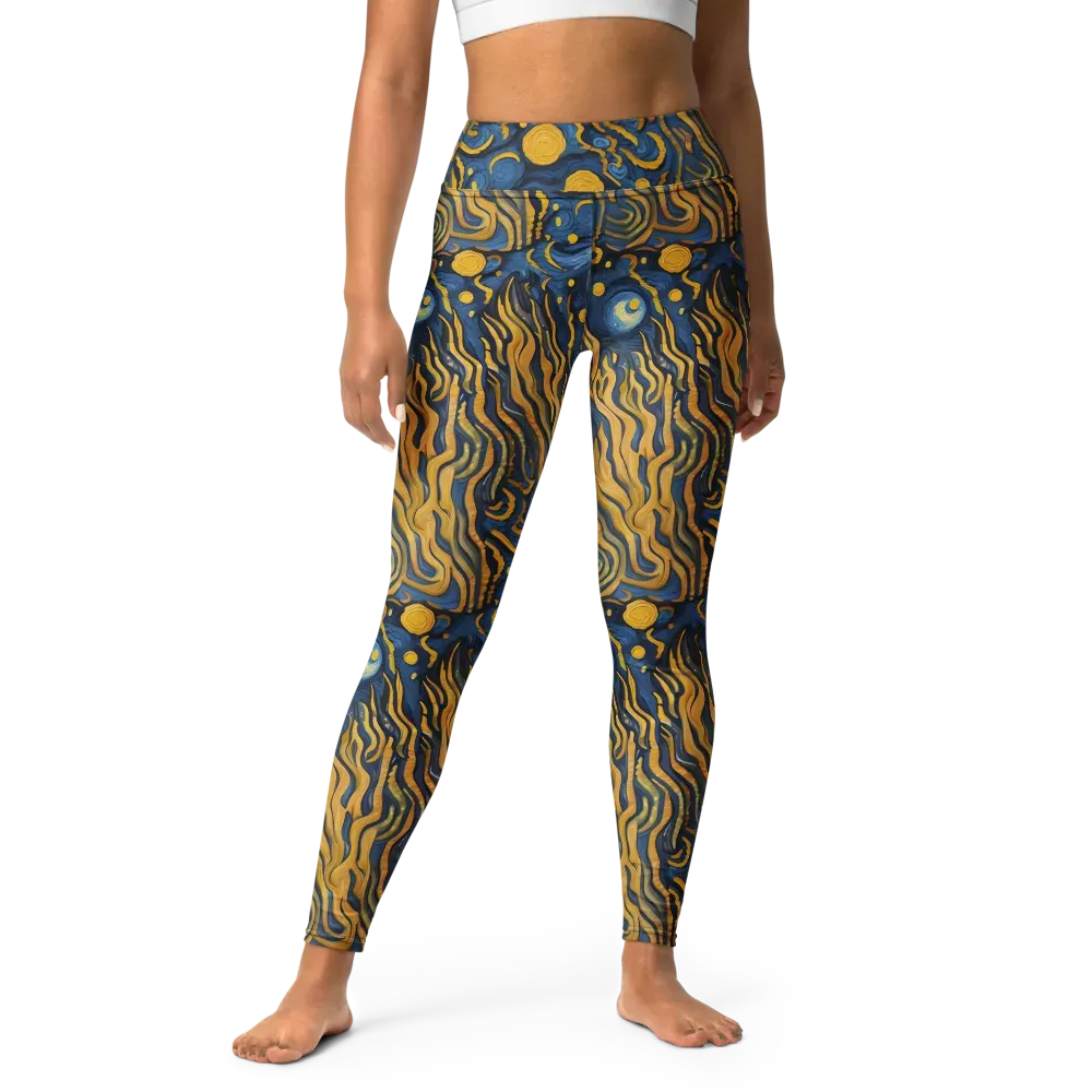 Gilded Tidal Bloom on Yoga Leggings — Front