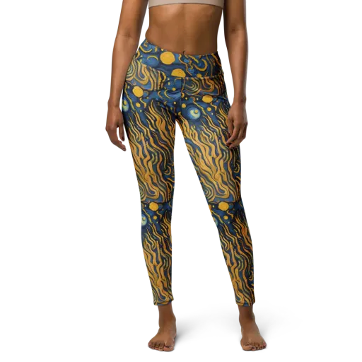 Gilded Tidal Bloom on a Yoga Leggings