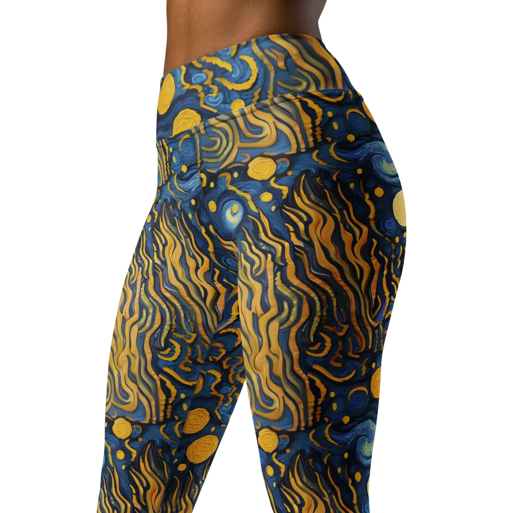 Gilded Tidal Bloom on Yoga Leggings — Left Front