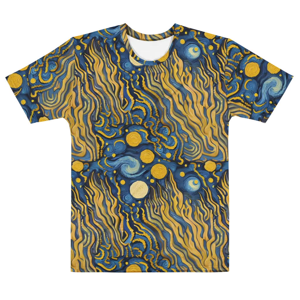 Gilded Tidal Bloom on Men's Cotton Crew Neck T-Shirt — Front