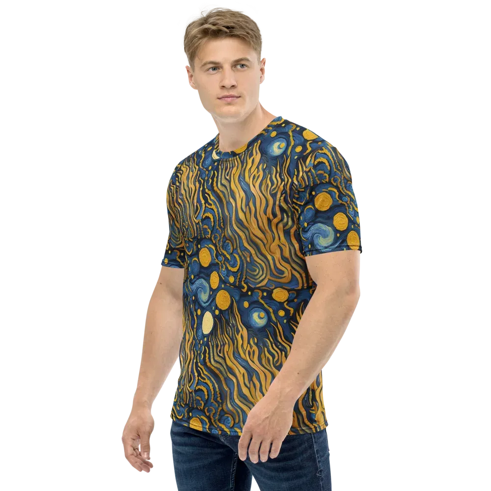 Gilded Tidal Bloom on Men's Crew Neck T-Shirt — Left