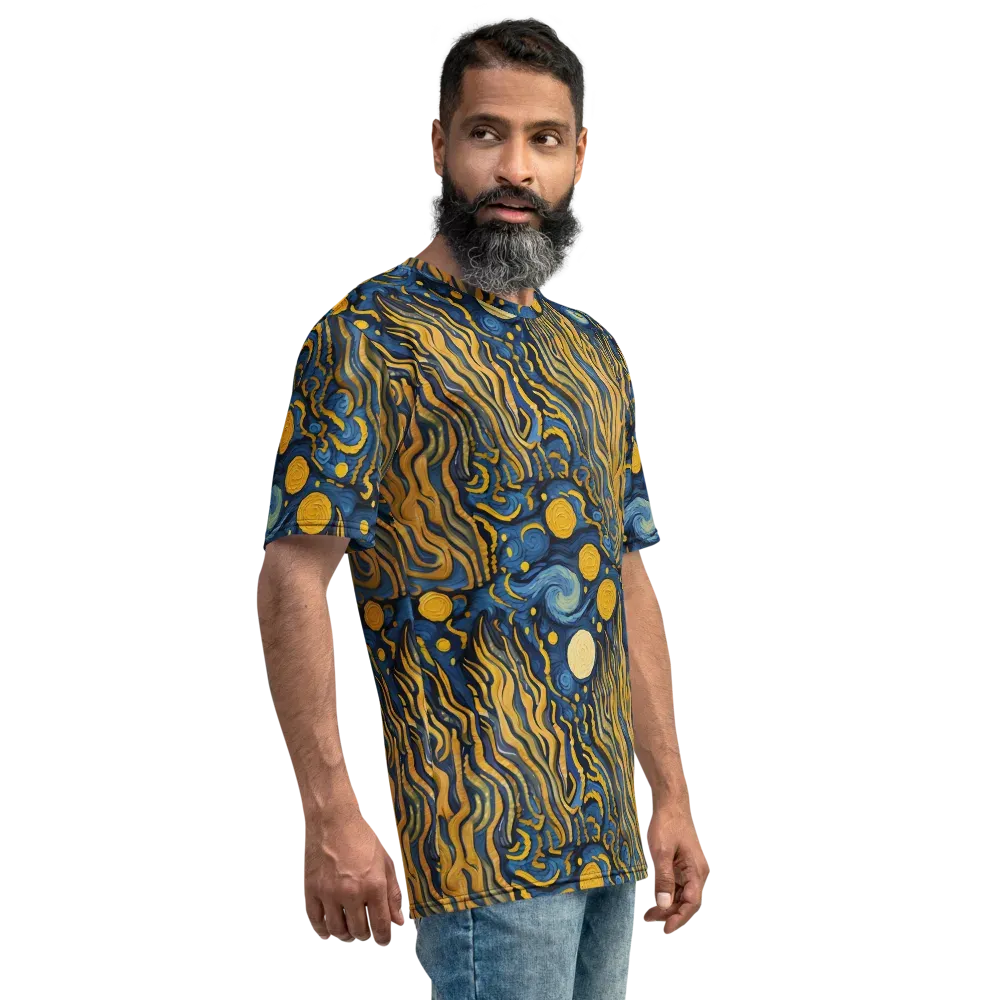 Gilded Tidal Bloom on Men's Crew Neck T-Shirt — Right