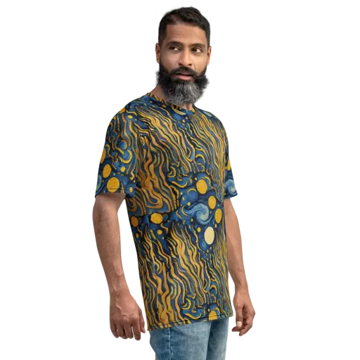 Gilded Tidal Bloom on a Men's Crew Neck T-Shirt