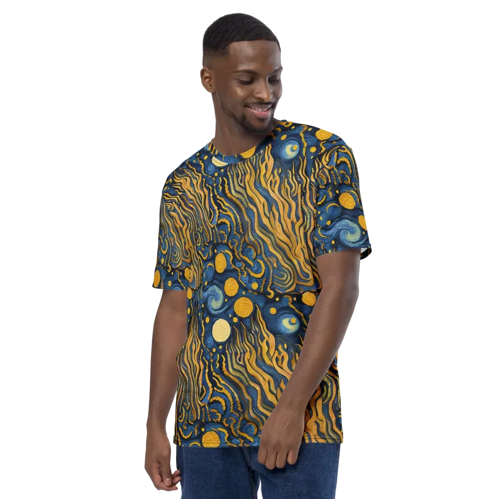 Gilded Tidal Bloom on Men's Crew Neck T-Shirt — Left