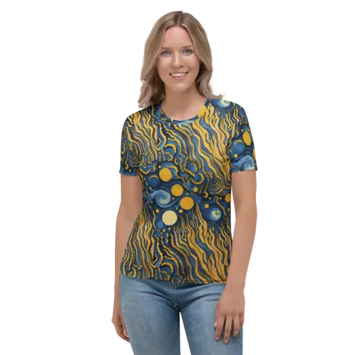 Gilded Tidal Bloom on a Women's Crew Neck T-Shirt