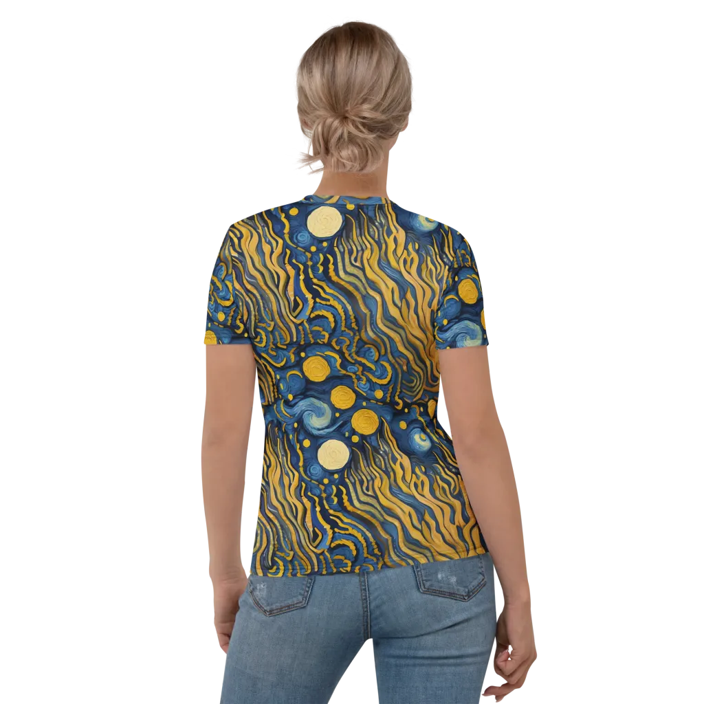 Gilded Tidal Bloom on Women's Crew Neck T-Shirt — Back
