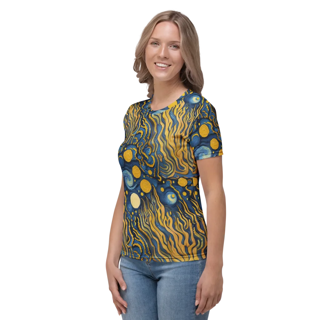 Gilded Tidal Bloom on Women's Crew Neck T-Shirt — Left