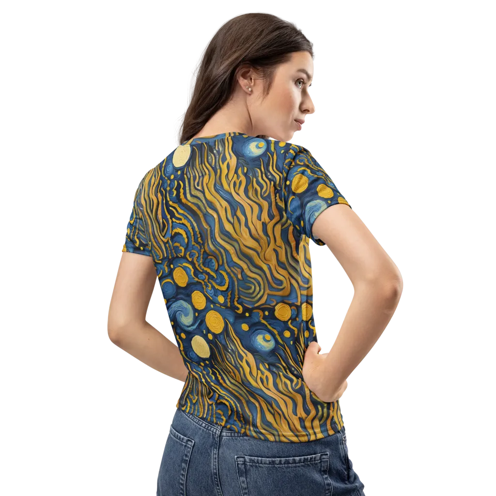Gilded Tidal Bloom on Women's Crew Neck T-Shirt — Back