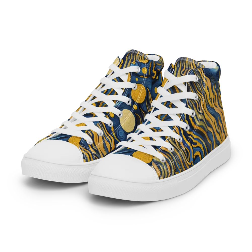 Gilded Tidal Bloom on Women's High Top Canvas Shoes — Left Front