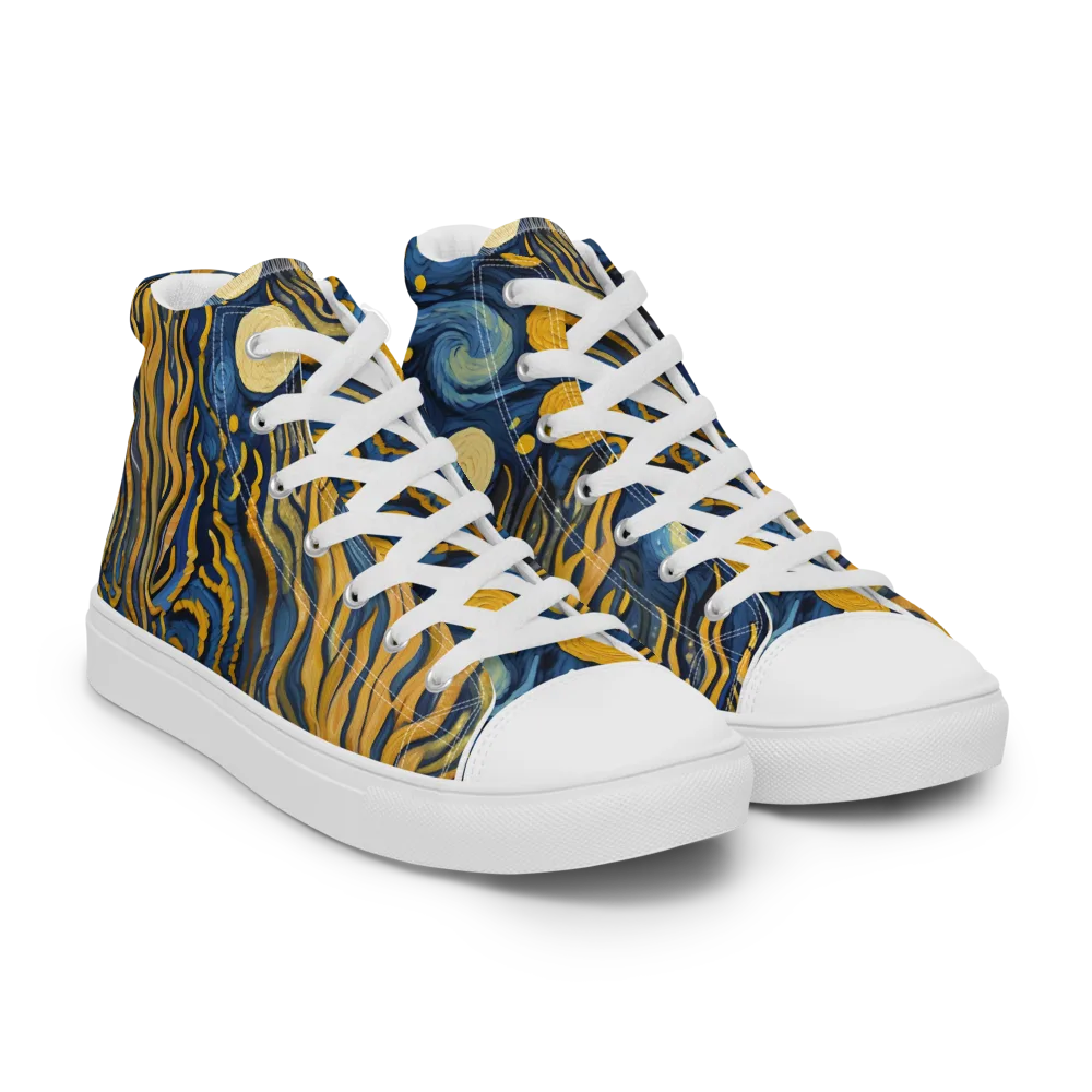 Gilded Tidal Bloom on Women's High Top Canvas Shoes — Right Front
