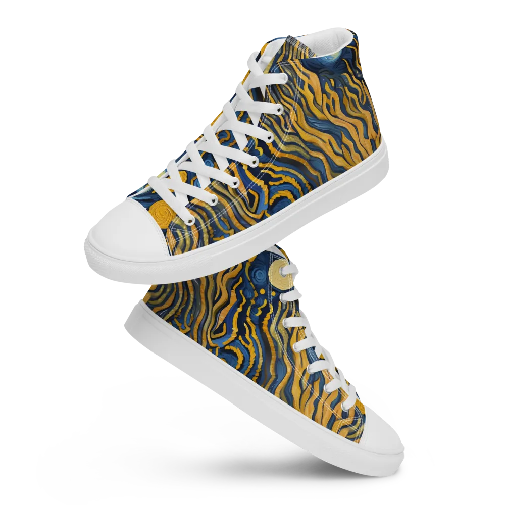 Gilded Tidal Bloom on Women's High Top Canvas Shoes — Front